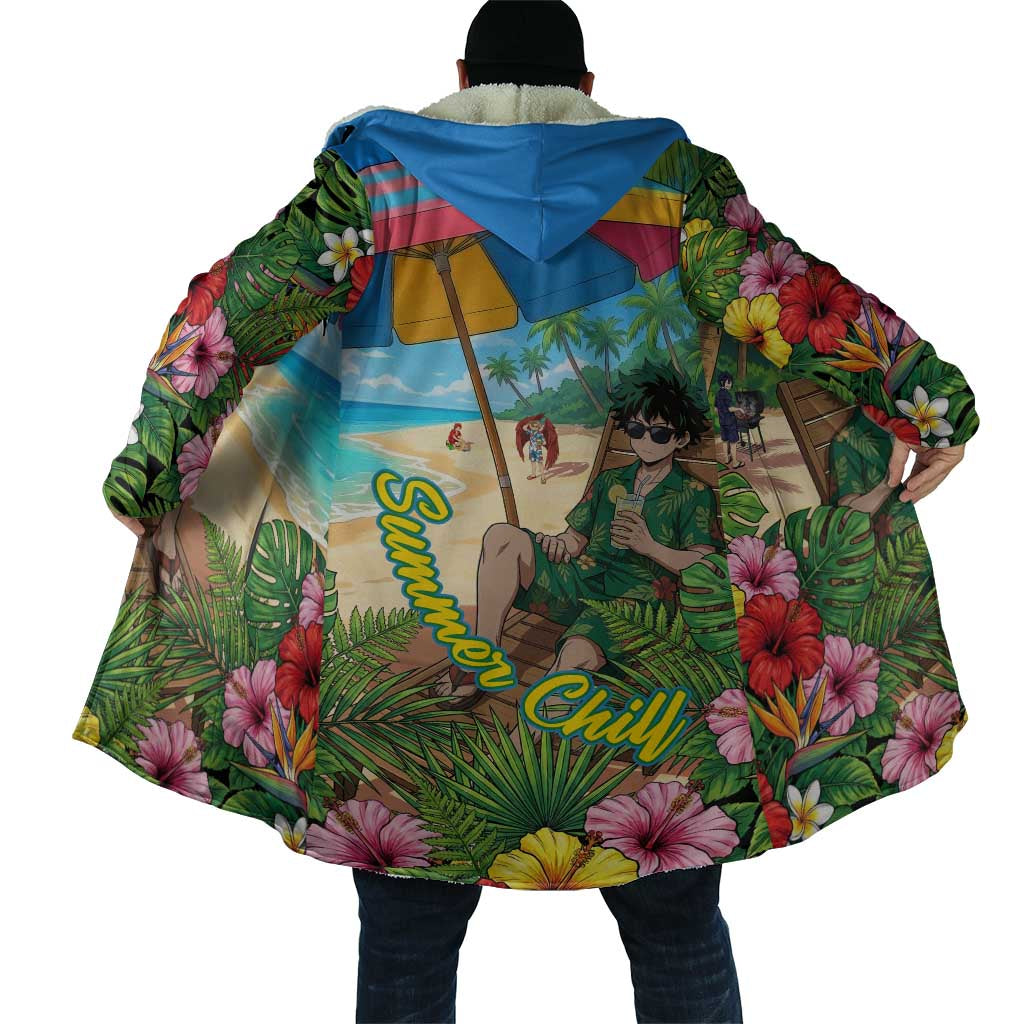 Midoriya Izuku Summer Chill Cloak Tropical Anime Relaxation Scene