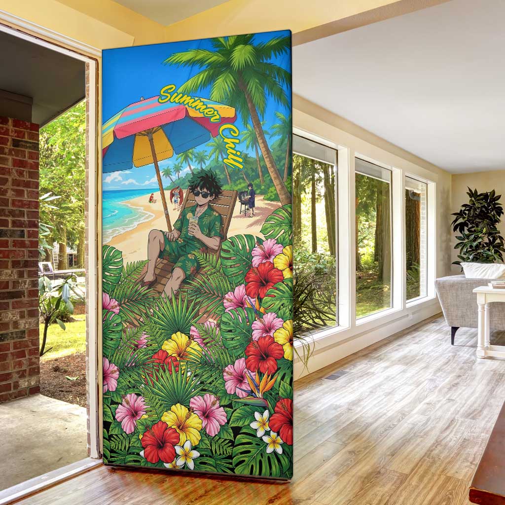 Midoriya Izuku Summer Chill Door Cover Tropical Anime Relaxation Scene