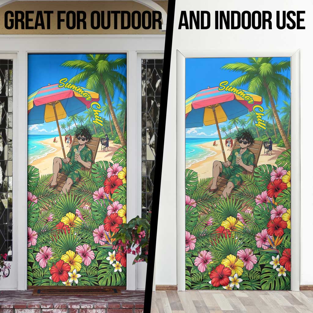 Midoriya Izuku Summer Chill Door Cover Tropical Anime Relaxation Scene