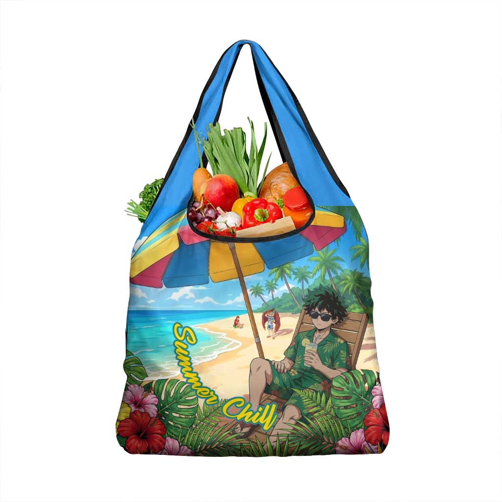 Midoriya Izuku Summer Chill Grocery Bag Tropical Anime Relaxation Scene
