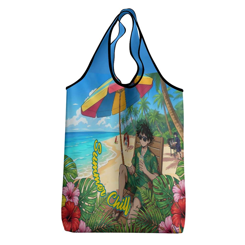 Midoriya Izuku Summer Chill Grocery Bag Tropical Anime Relaxation Scene