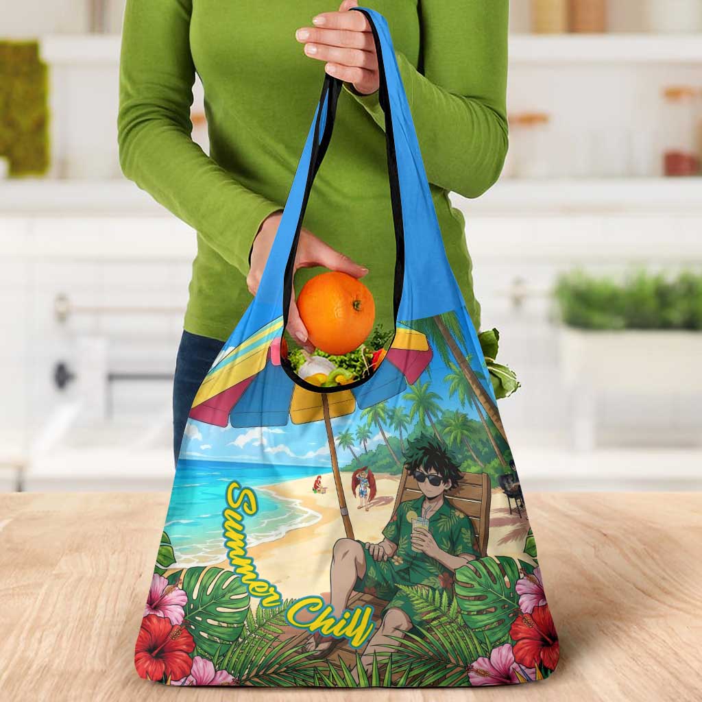Midoriya Izuku Summer Chill Grocery Bag Tropical Anime Relaxation Scene