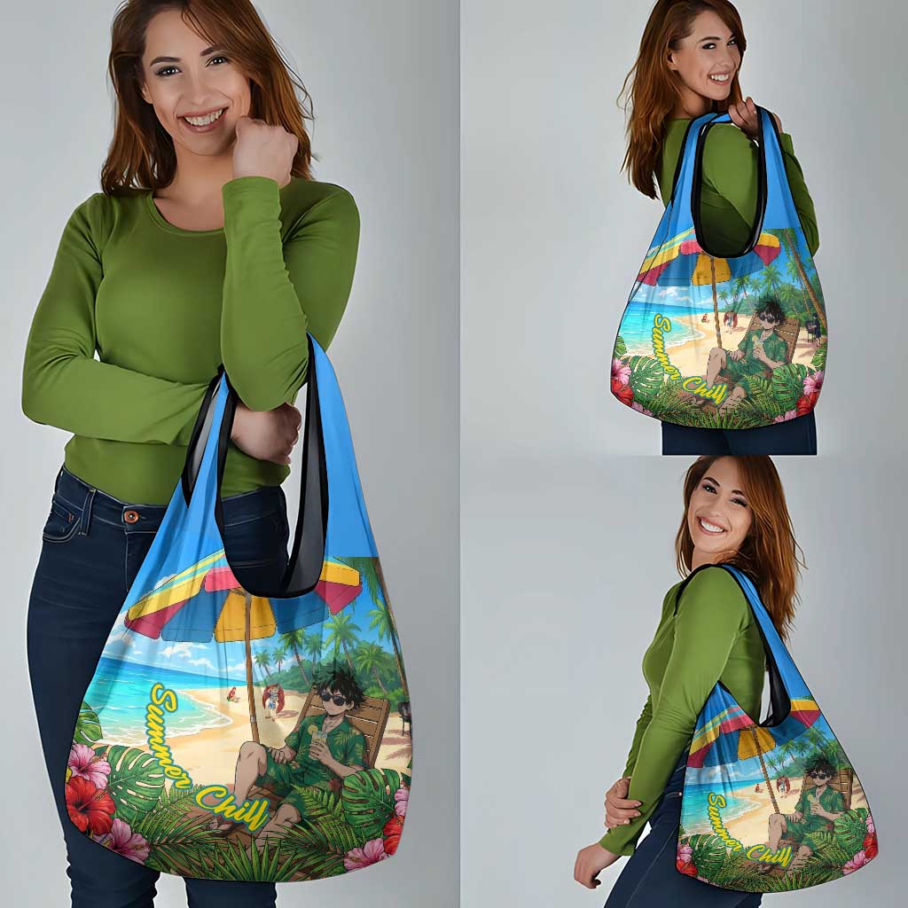 Midoriya Izuku Summer Chill Grocery Bag Tropical Anime Relaxation Scene