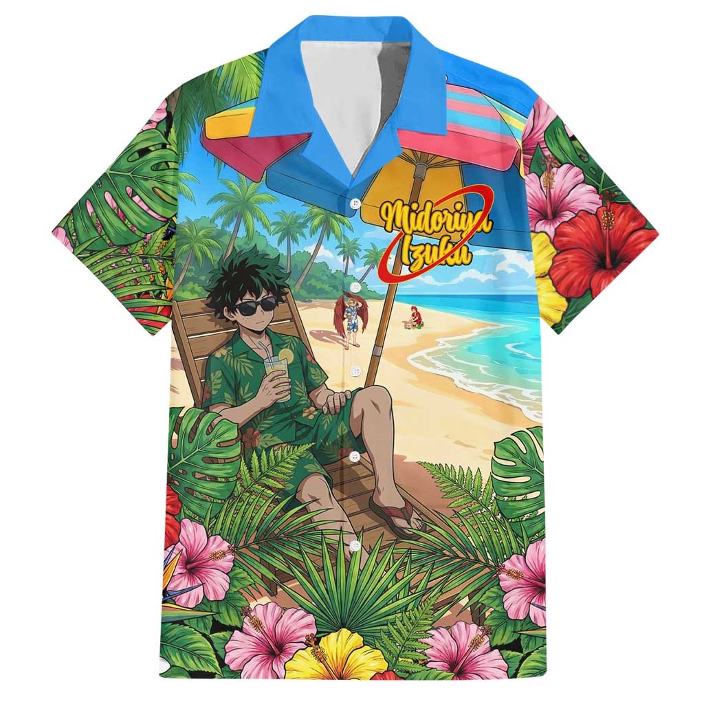 Midoriya Izuku Summer Chill Hawaiian Shirt Tropical Anime Relaxation Scene