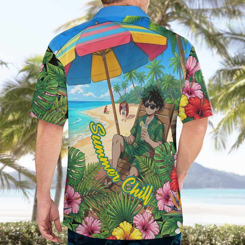 Midoriya Izuku Summer Chill Hawaiian Shirt Tropical Anime Relaxation Scene