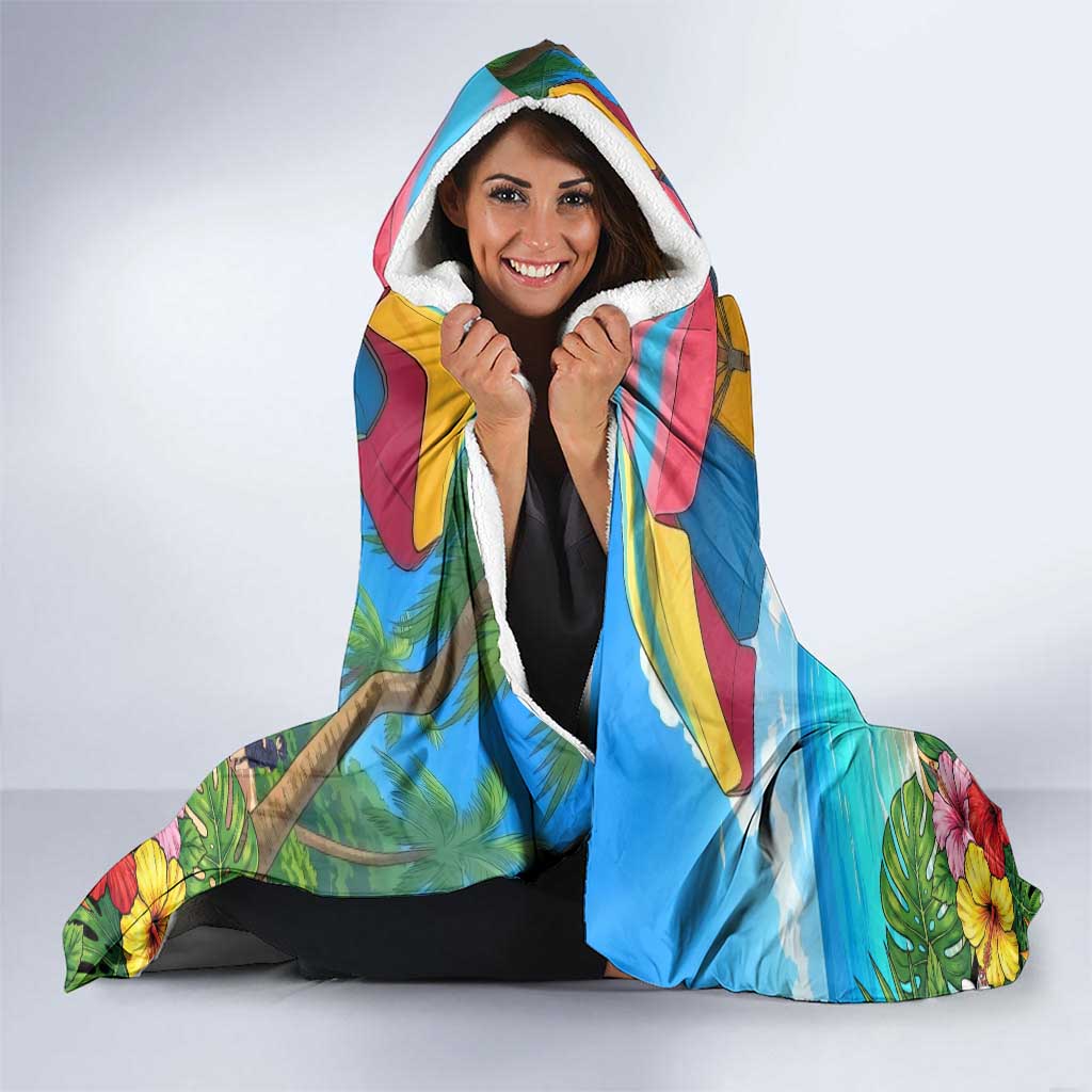 Midoriya Izuku Summer Chill Hooded Blanket Tropical Anime Relaxation Scene