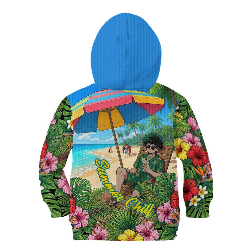 Midoriya Izuku Summer Chill Kid Hoodie Tropical Anime Relaxation Scene