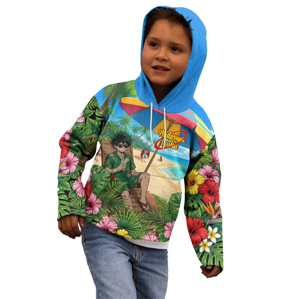 Midoriya Izuku Summer Chill Kid Hoodie Tropical Anime Relaxation Scene