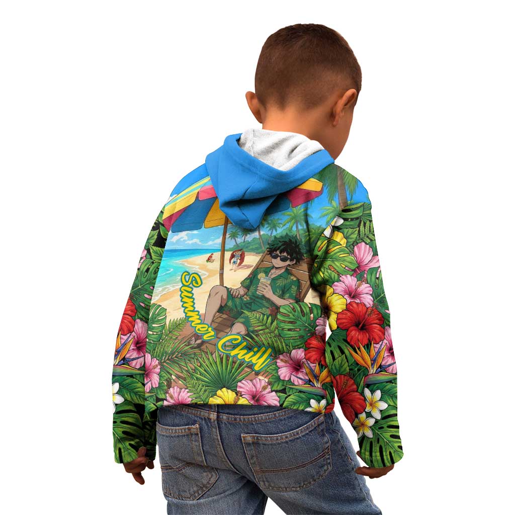Midoriya Izuku Summer Chill Kid Hoodie Tropical Anime Relaxation Scene