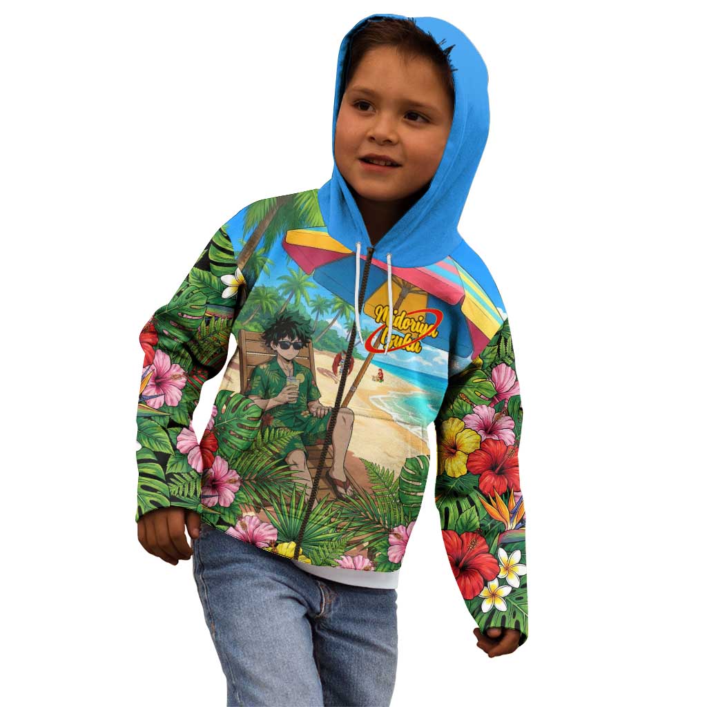 Midoriya Izuku Summer Chill Kid Hoodie Tropical Anime Relaxation Scene