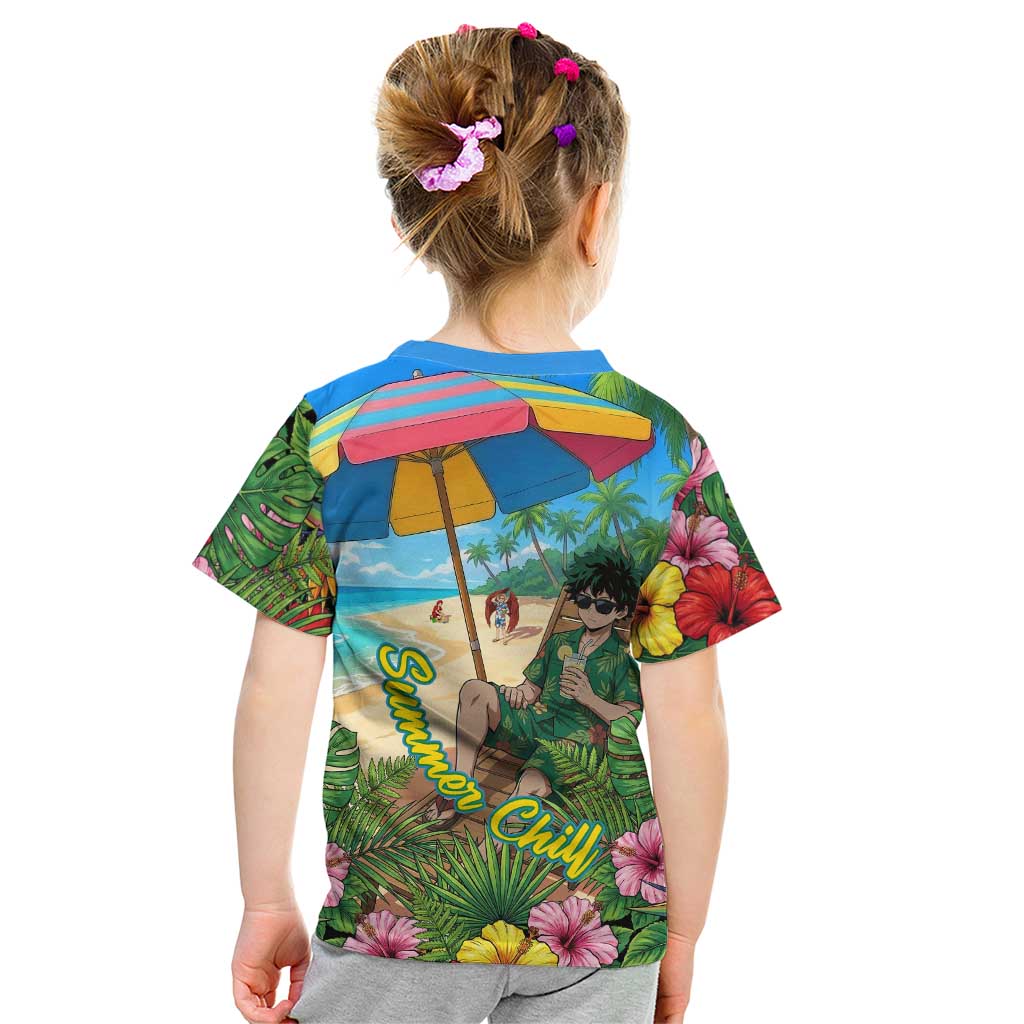 Midoriya Izuku Summer Chill Kid T Shirt Tropical Anime Relaxation Scene