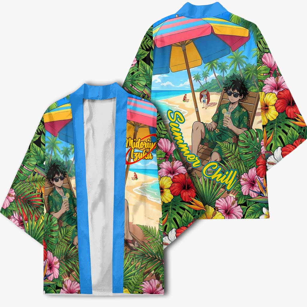 Midoriya Izuku Summer Chill Kimono Tropical Anime Relaxation Scene