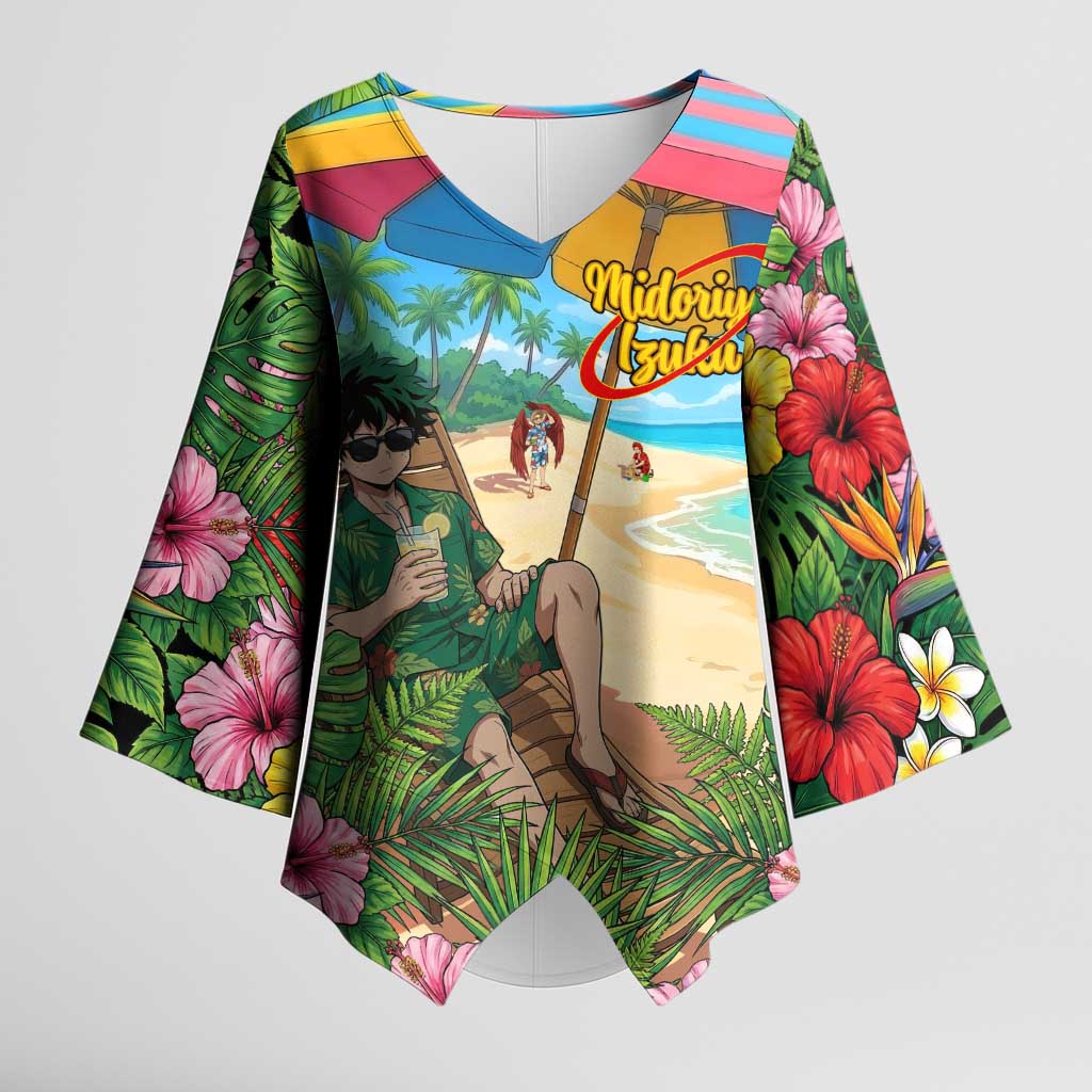 Midoriya Izuku Summer Chill Kimono Sleeve Blouse Tropical Anime Relaxation Scene