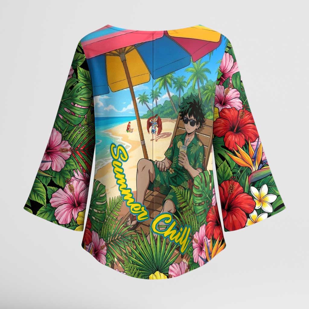 Midoriya Izuku Summer Chill Kimono Sleeve Blouse Tropical Anime Relaxation Scene
