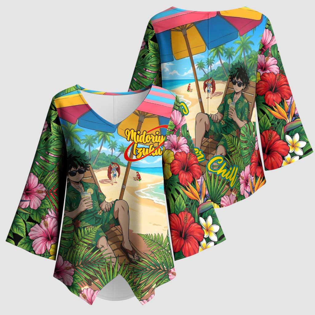 Midoriya Izuku Summer Chill Kimono Sleeve Blouse Tropical Anime Relaxation Scene