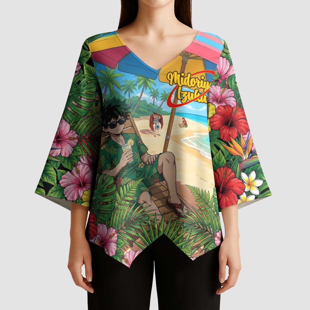 Midoriya Izuku Summer Chill Kimono Sleeve Blouse Tropical Anime Relaxation Scene