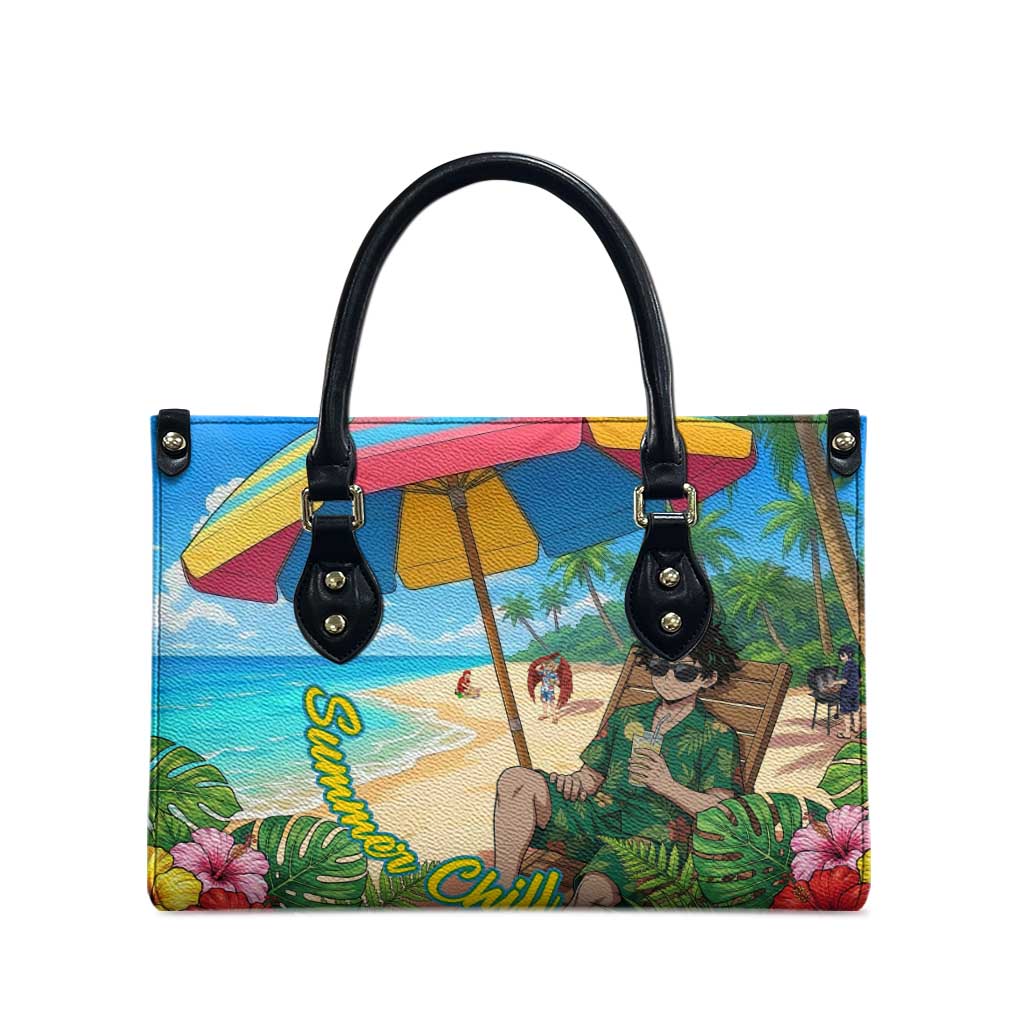 Midoriya Izuku Summer Chill Leather Bag Tropical Anime Relaxation Scene