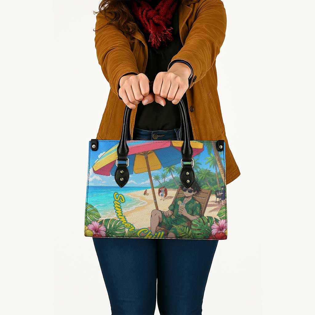 Midoriya Izuku Summer Chill Leather Bag Tropical Anime Relaxation Scene