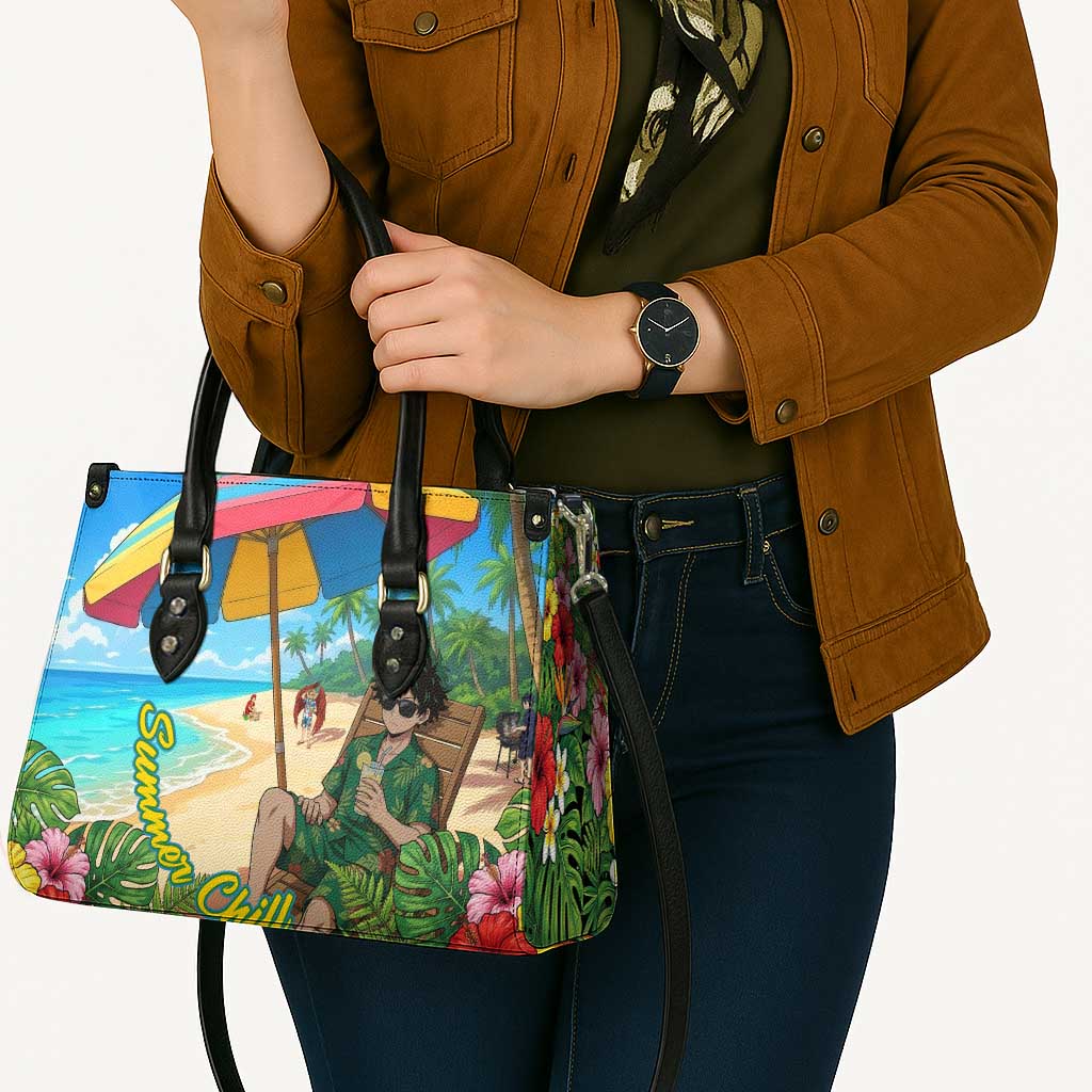 Midoriya Izuku Summer Chill Leather Bag Tropical Anime Relaxation Scene