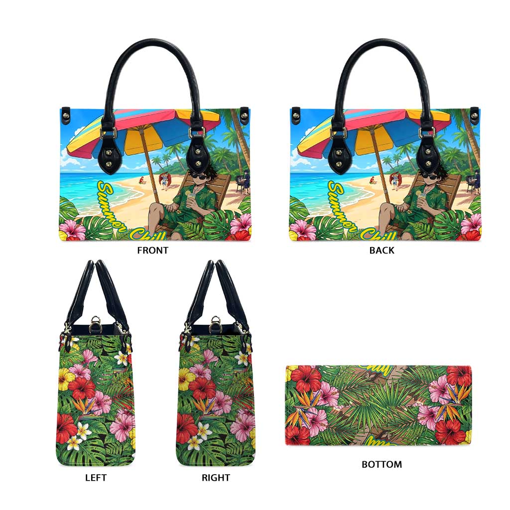Midoriya Izuku Summer Chill Leather Bag Tropical Anime Relaxation Scene