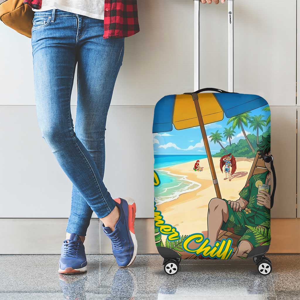 Midoriya Izuku Summer Chill Luggage Cover Tropical Anime Relaxation Scene