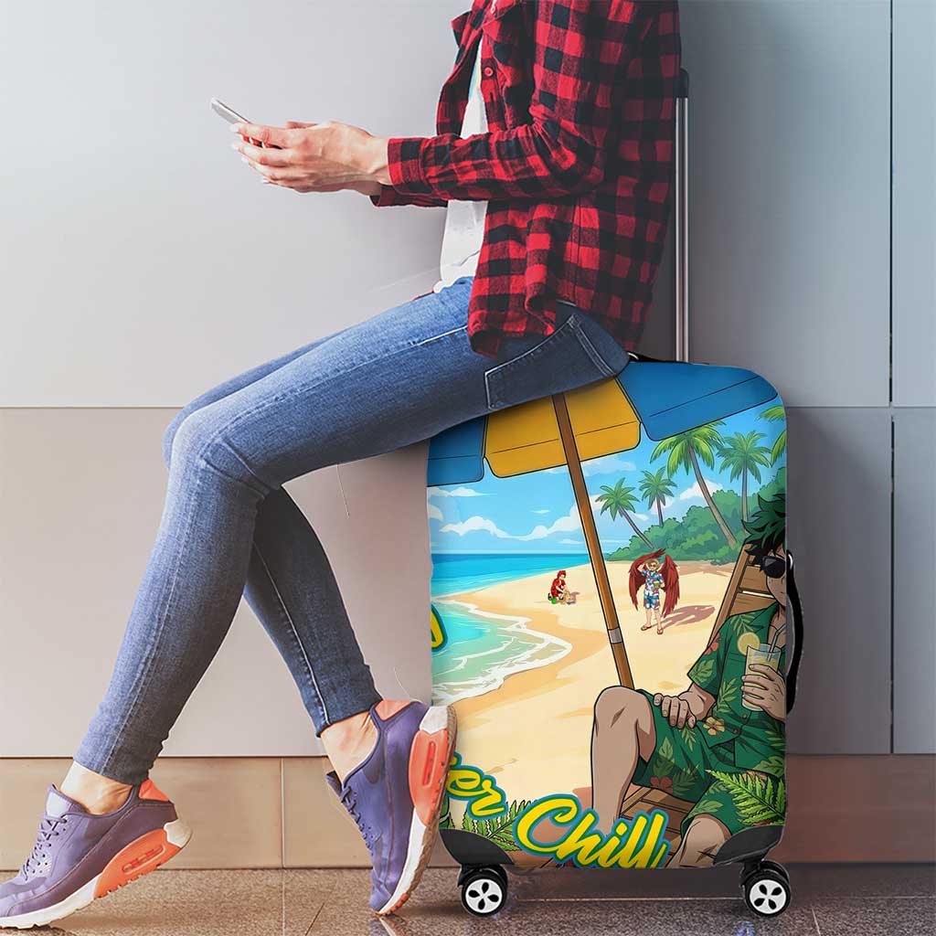 Midoriya Izuku Summer Chill Luggage Cover Tropical Anime Relaxation Scene