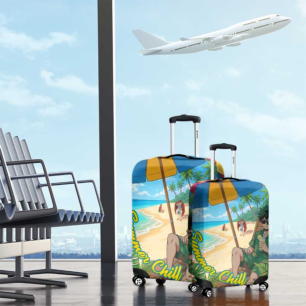 Midoriya Izuku Summer Chill Luggage Cover Tropical Anime Relaxation Scene
