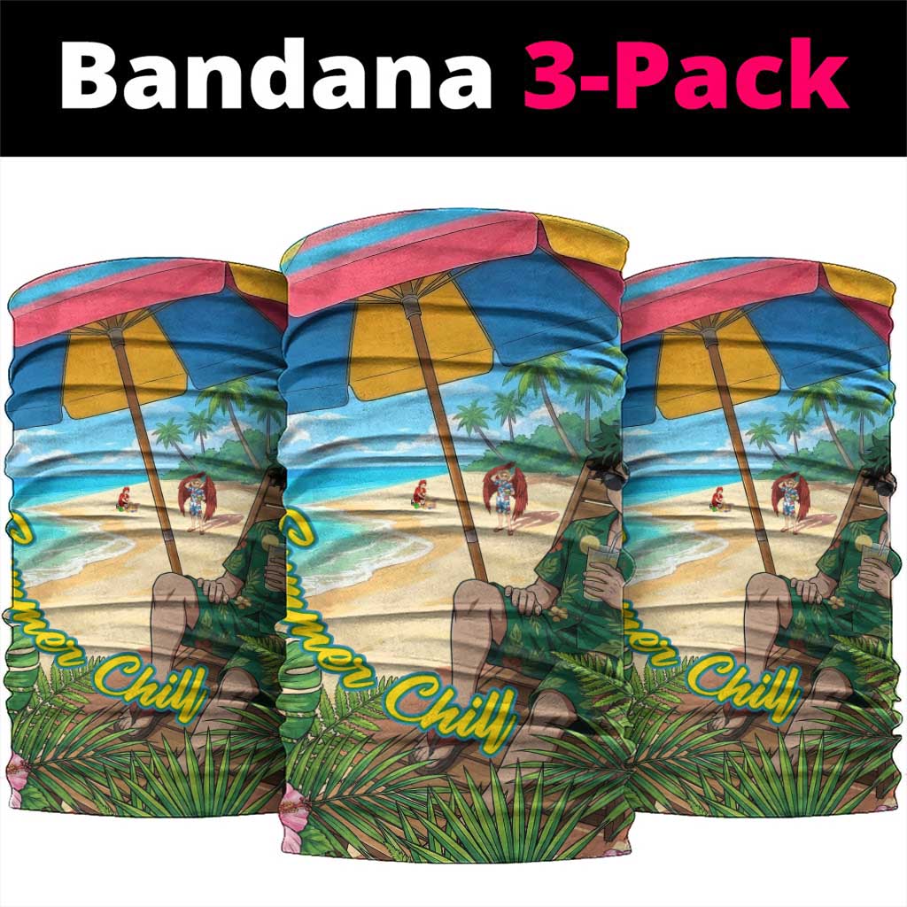 Midoriya Izuku Summer Chill Neck Gaiter Tropical Anime Relaxation Scene