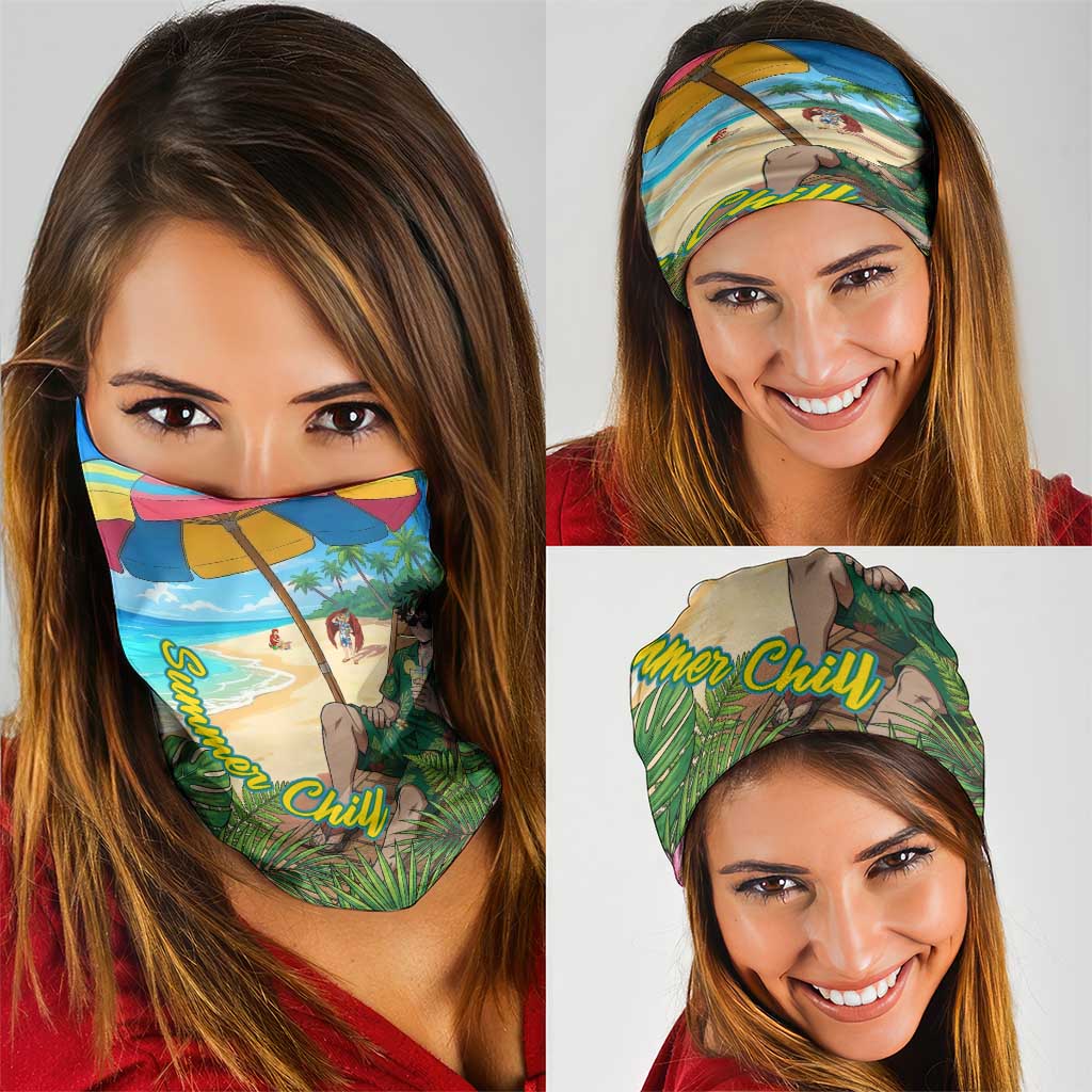 Midoriya Izuku Summer Chill Neck Gaiter Tropical Anime Relaxation Scene