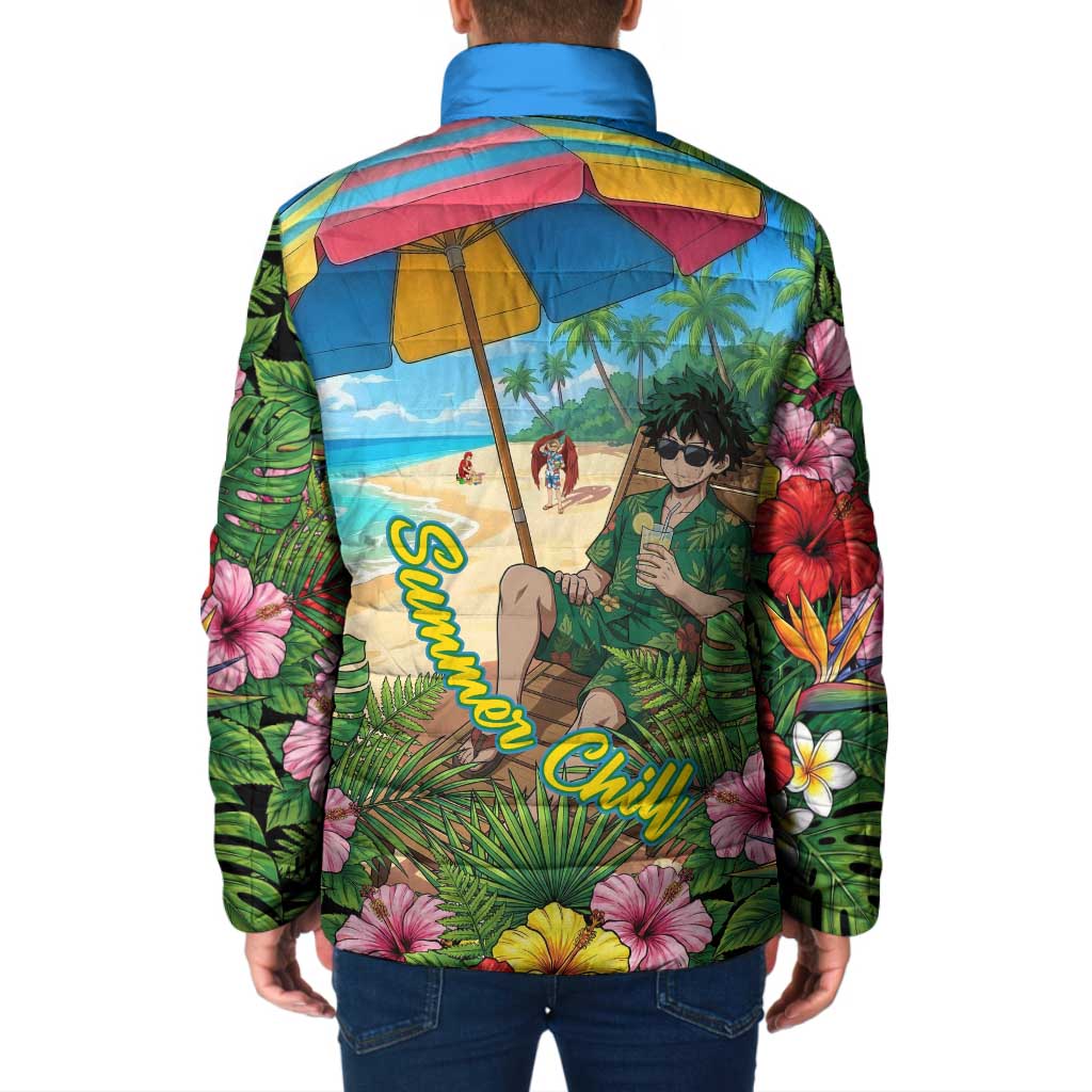 Midoriya Izuku Summer Chill Padded Jacket Tropical Anime Relaxation Scene