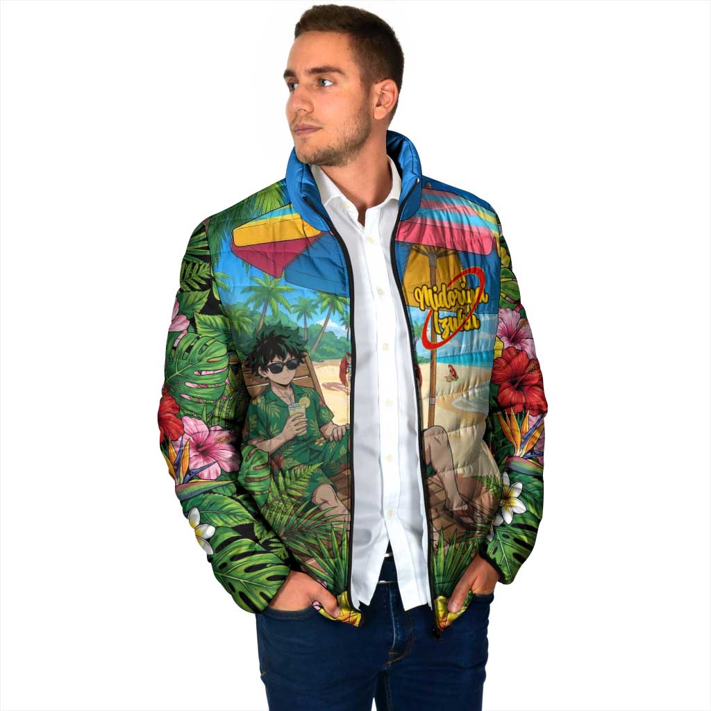 Midoriya Izuku Summer Chill Padded Jacket Tropical Anime Relaxation Scene