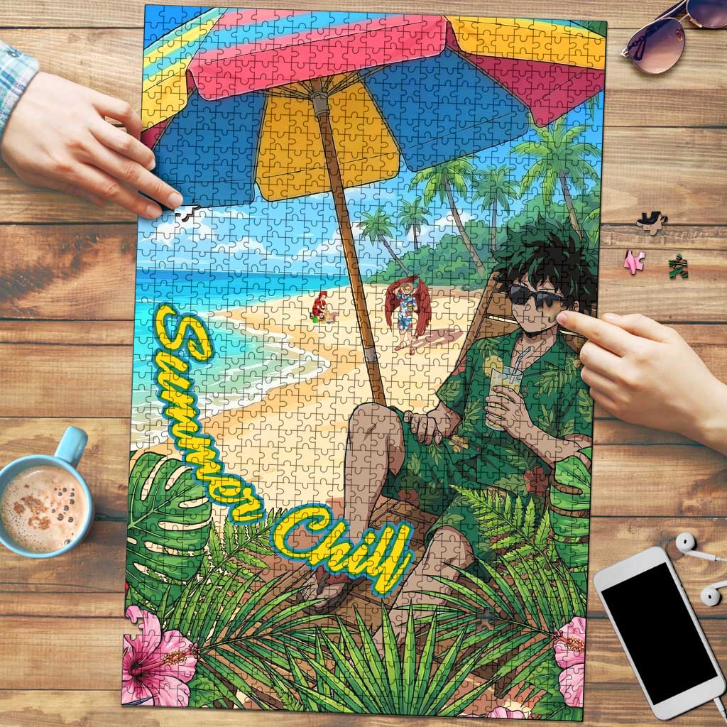 Midoriya Izuku Summer Chill Puzzle Tropical Anime Relaxation Scene