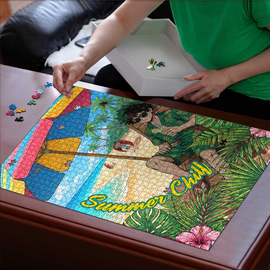Midoriya Izuku Summer Chill Puzzle Tropical Anime Relaxation Scene