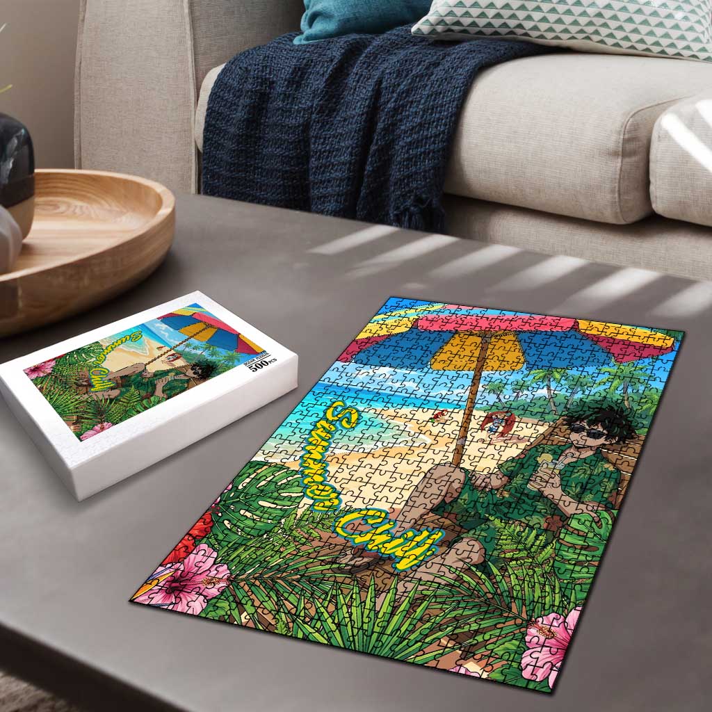 Midoriya Izuku Summer Chill Puzzle Tropical Anime Relaxation Scene