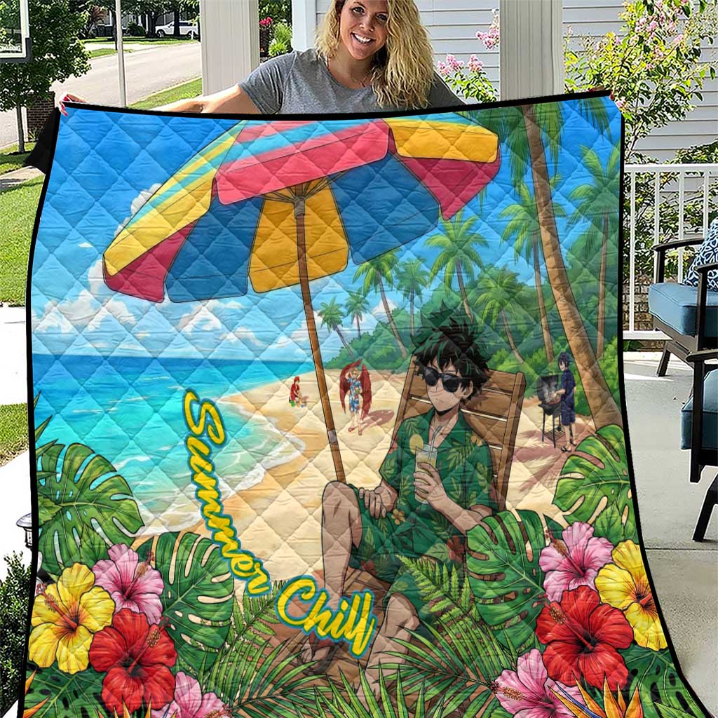 Midoriya Izuku Summer Chill Quilt Tropical Anime Relaxation Scene
