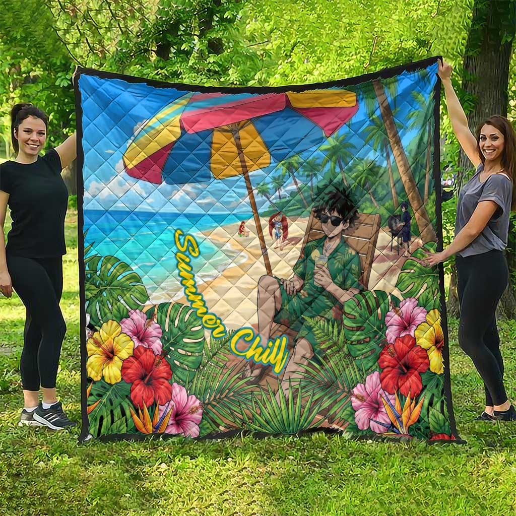 Midoriya Izuku Summer Chill Quilt Tropical Anime Relaxation Scene