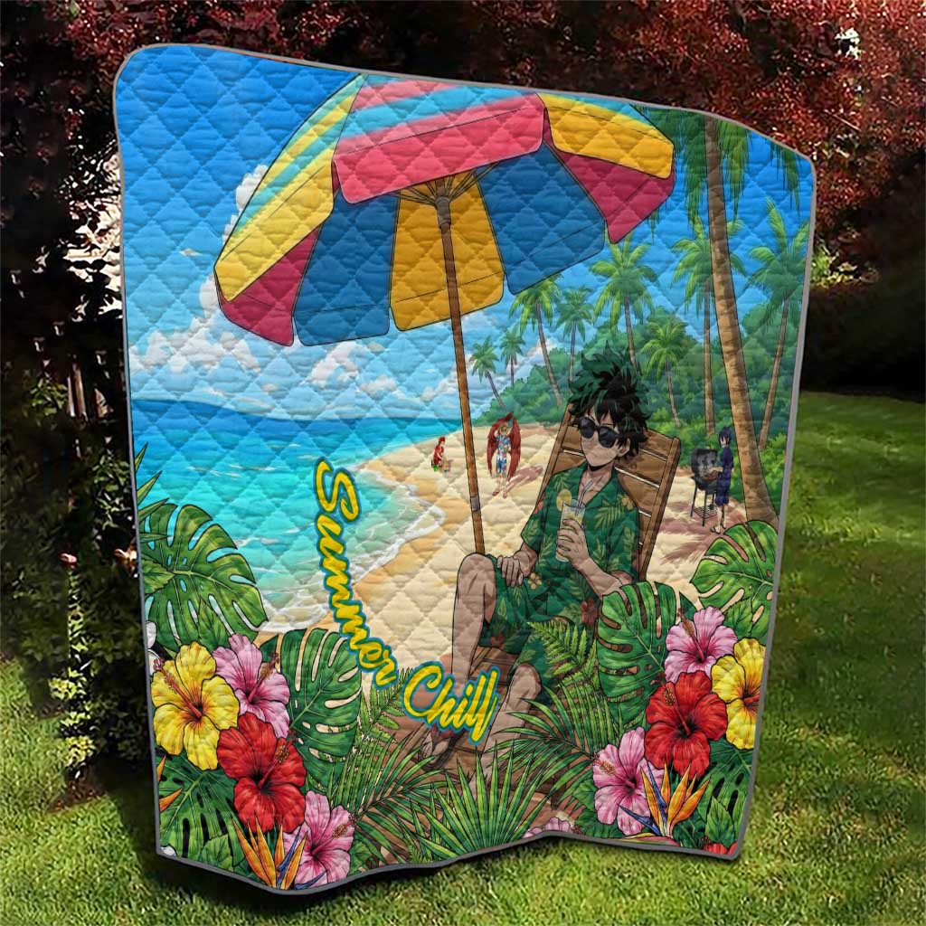 Midoriya Izuku Summer Chill Quilt Tropical Anime Relaxation Scene