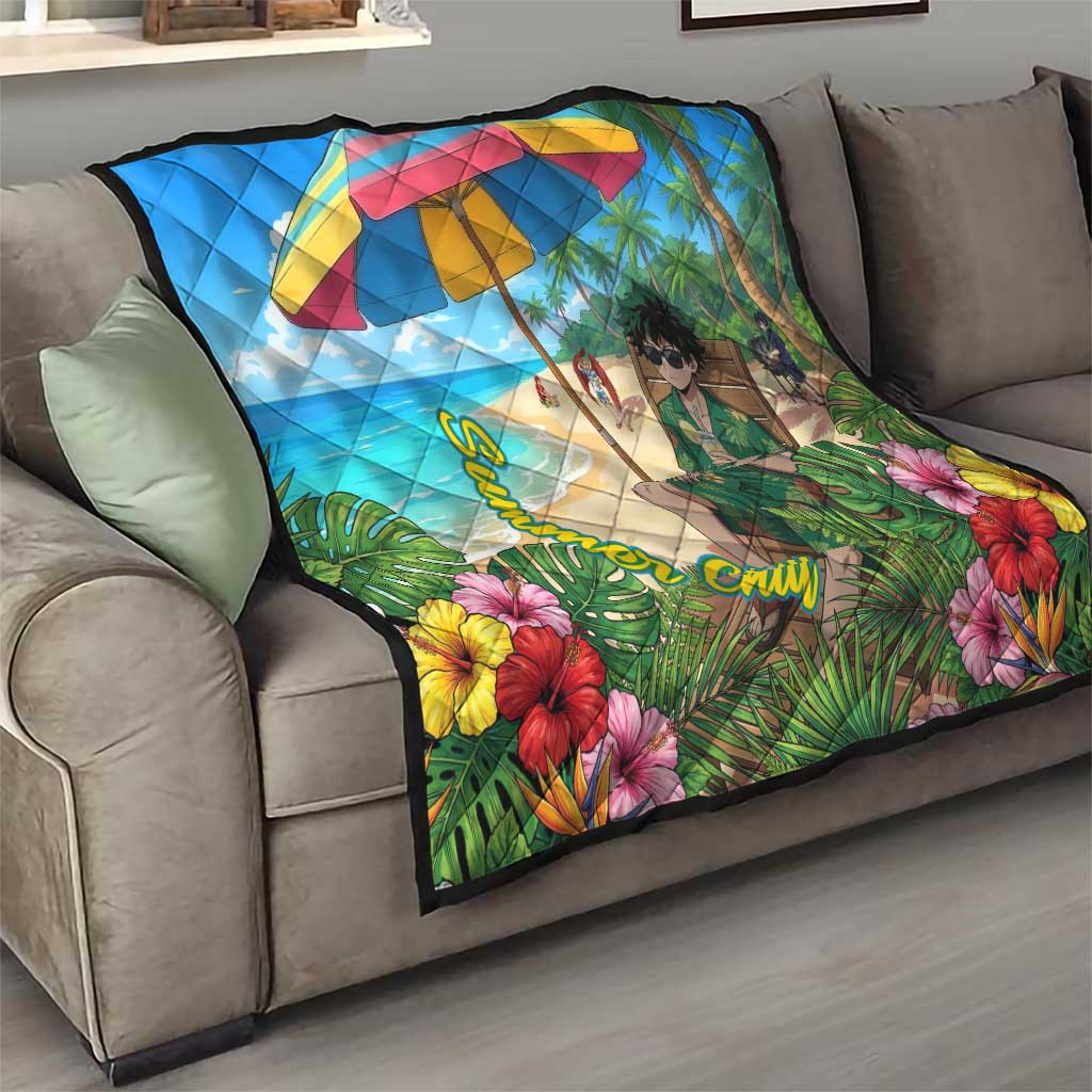 Midoriya Izuku Summer Chill Quilt Tropical Anime Relaxation Scene