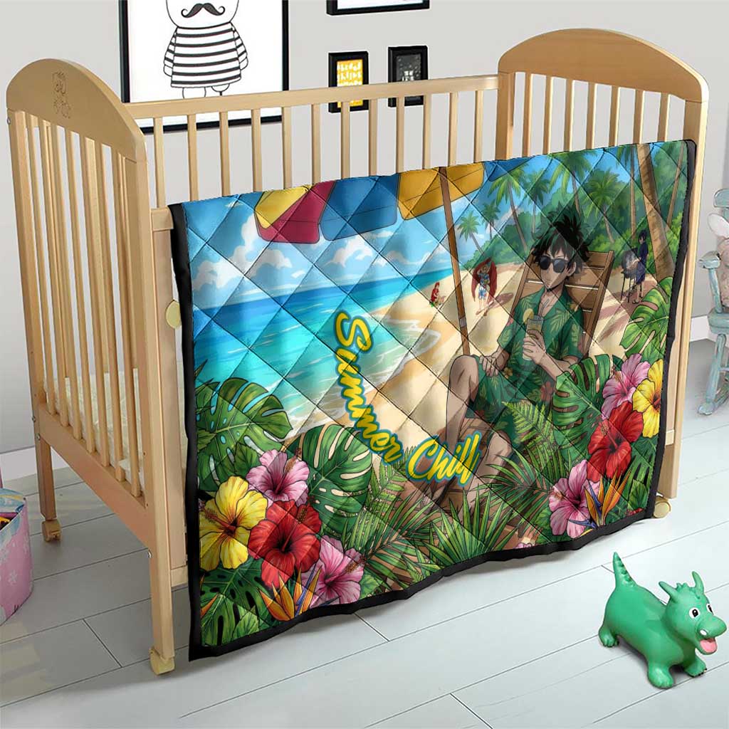 Midoriya Izuku Summer Chill Quilt Tropical Anime Relaxation Scene
