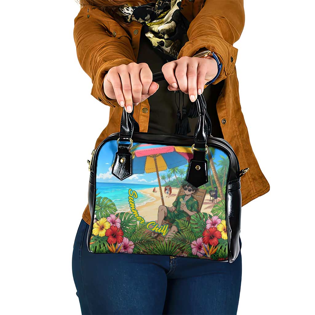 Midoriya Izuku Summer Chill Shoulder Handbag Tropical Anime Relaxation Scene