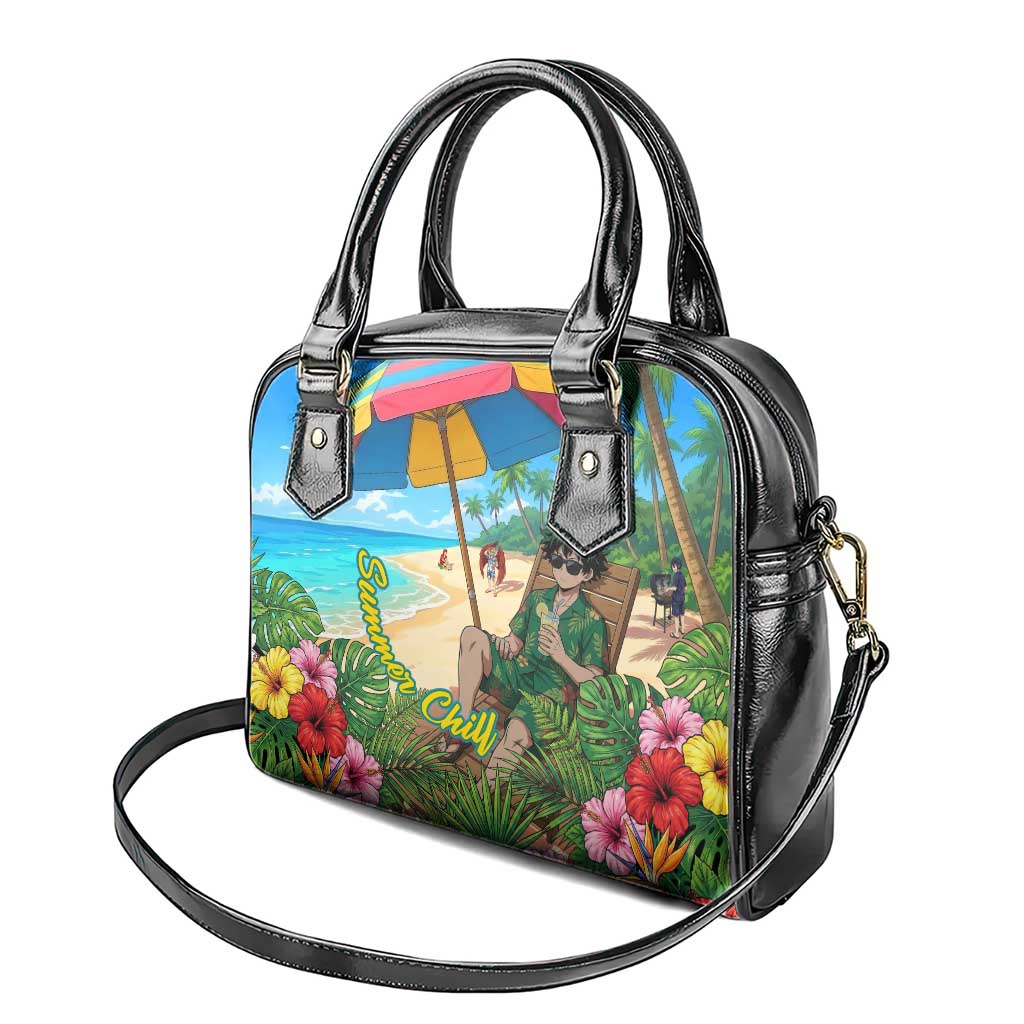 Midoriya Izuku Summer Chill Shoulder Handbag Tropical Anime Relaxation Scene