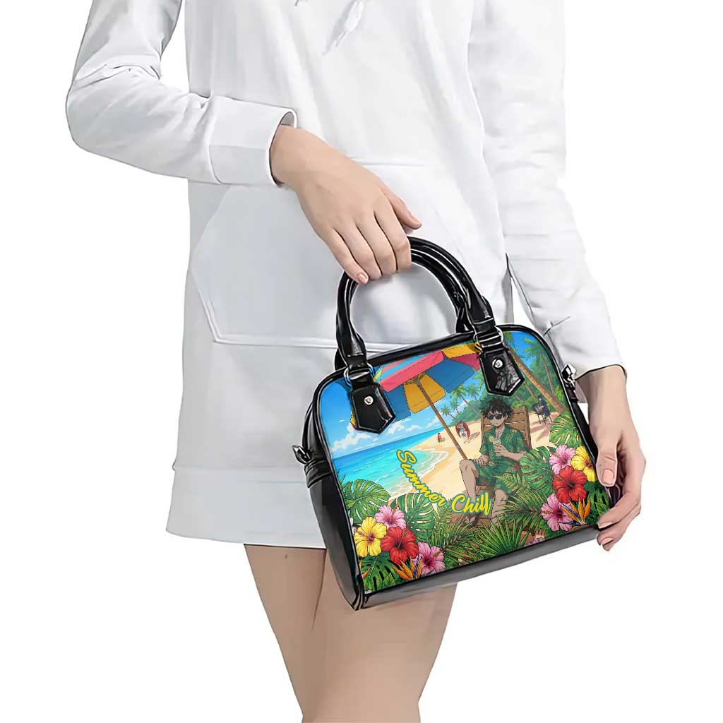Midoriya Izuku Summer Chill Shoulder Handbag Tropical Anime Relaxation Scene