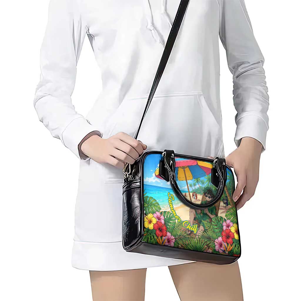 Midoriya Izuku Summer Chill Shoulder Handbag Tropical Anime Relaxation Scene