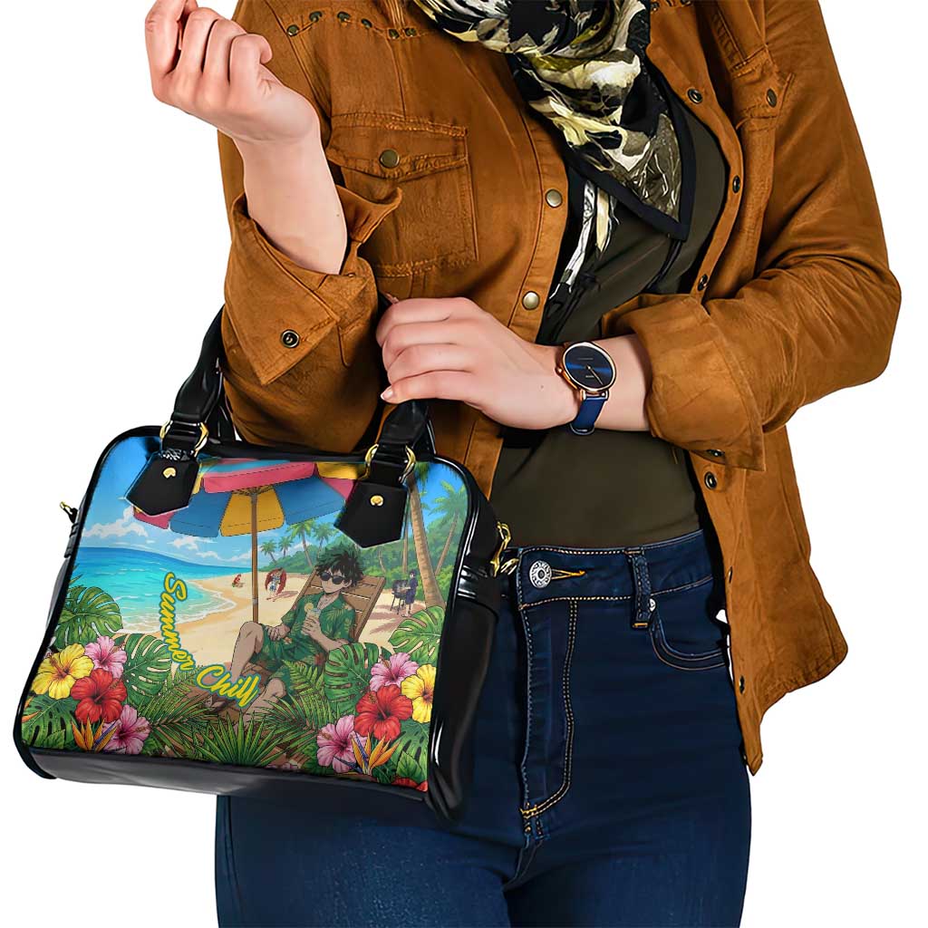 Midoriya Izuku Summer Chill Shoulder Handbag Tropical Anime Relaxation Scene