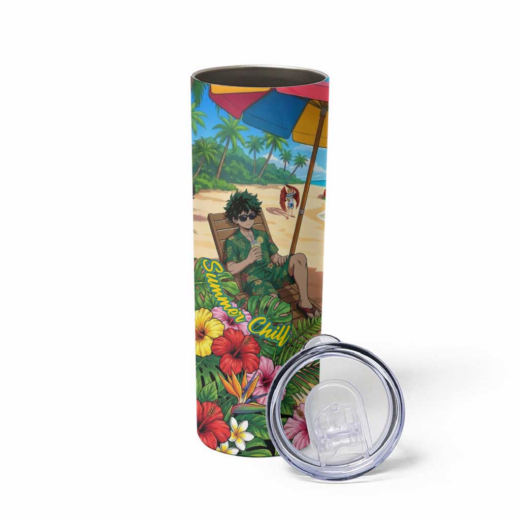 Midoriya Izuku Summer Chill Skinny Tumbler Tropical Anime Relaxation Scene