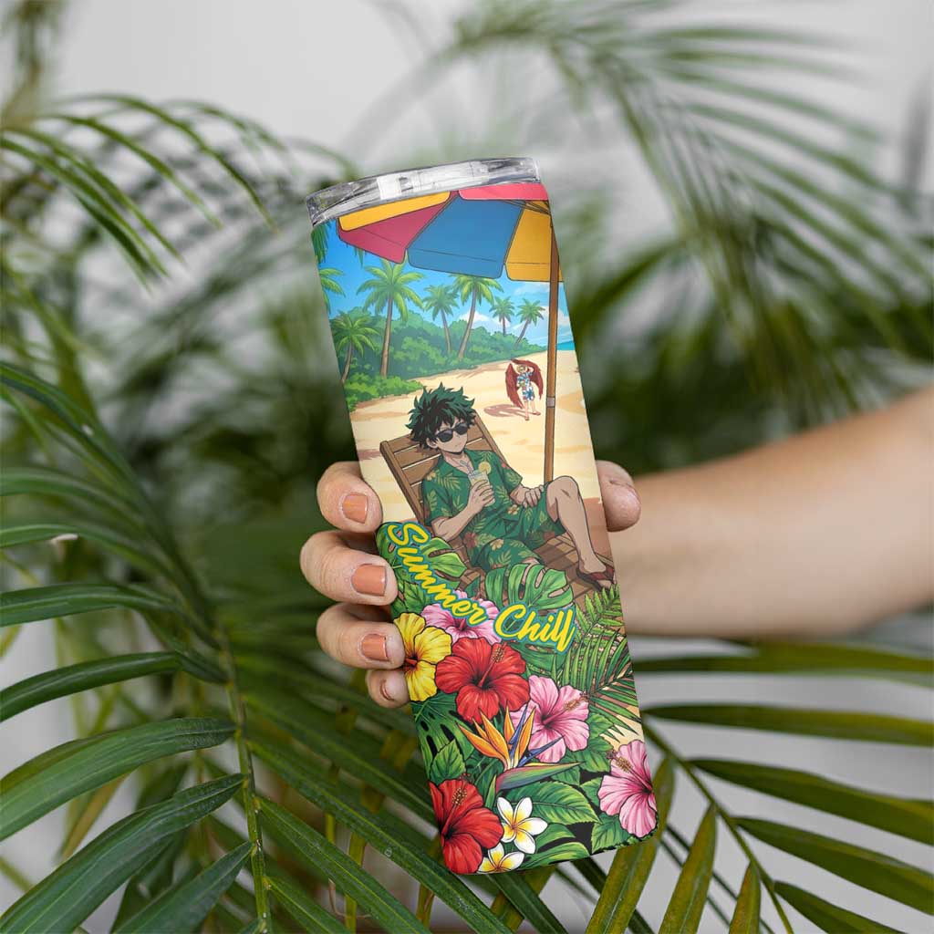 Midoriya Izuku Summer Chill Skinny Tumbler Tropical Anime Relaxation Scene
