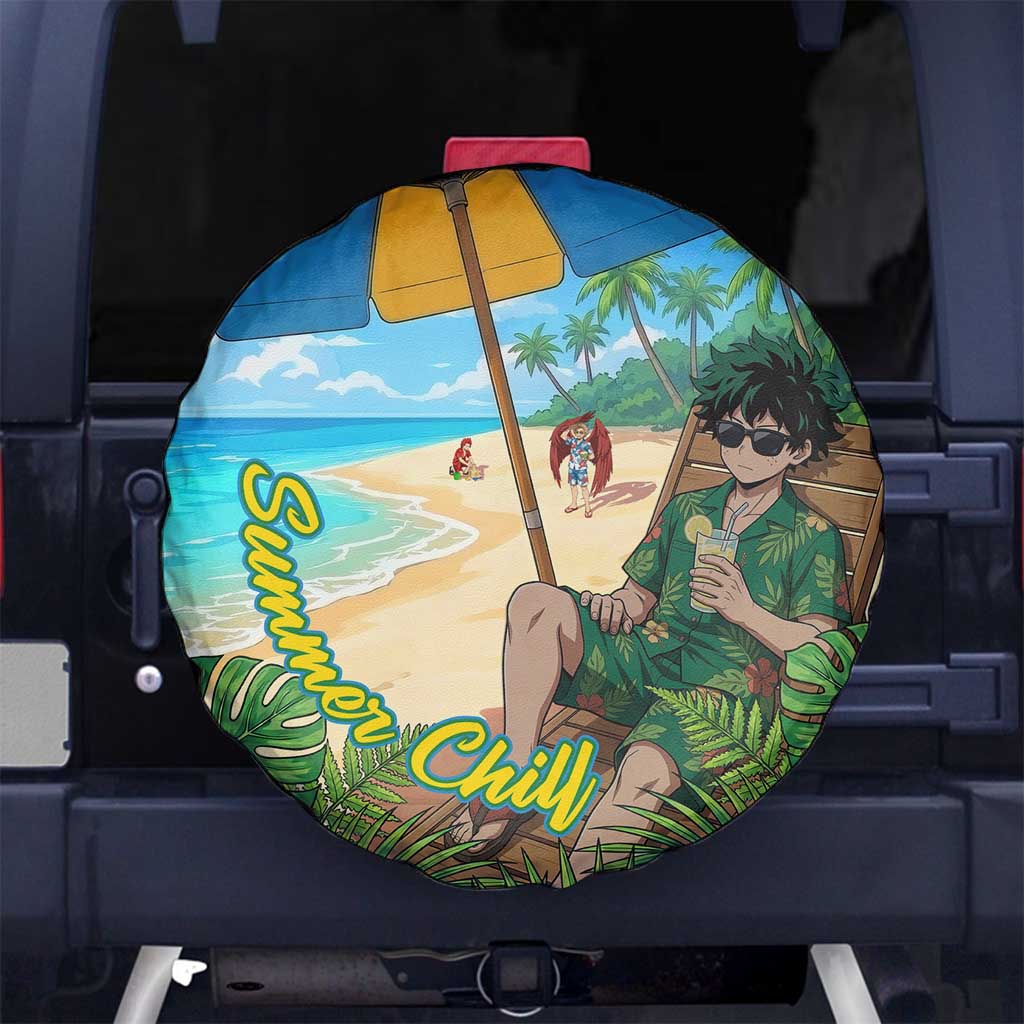Midoriya Izuku Summer Chill Spare Tire Cover Tropical Anime Relaxation Scene