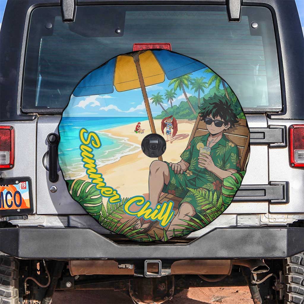 Midoriya Izuku Summer Chill Spare Tire Cover Tropical Anime Relaxation Scene