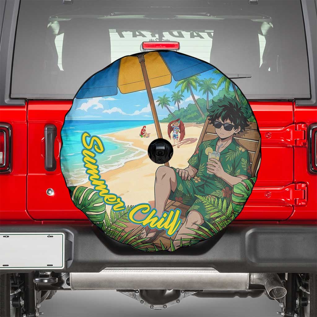 Midoriya Izuku Summer Chill Spare Tire Cover Tropical Anime Relaxation Scene