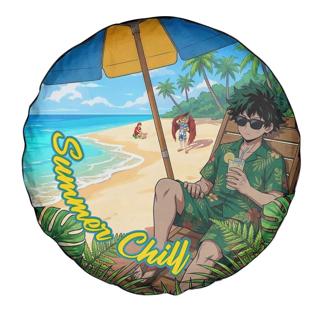 Midoriya Izuku Summer Chill Spare Tire Cover Tropical Anime Relaxation Scene